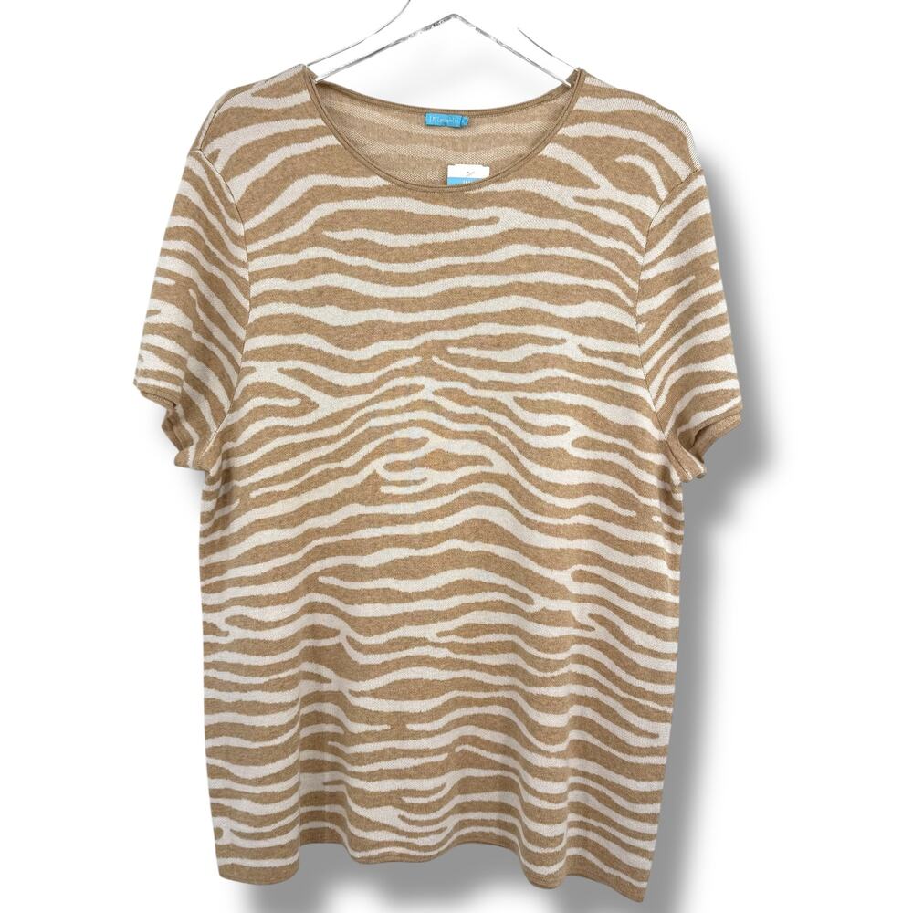 J. McLaughlin Morrison sweater XL animal print modal blend oatmeal white NEW